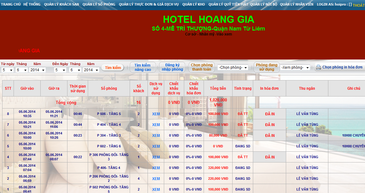 Phần mềm quản lý khách sạn online